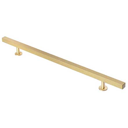 Lew&#39;s Hardware [31-108] Solid Brass Cabinet Pull Handle - Square Bar Series - Oversized - Brushed Brass Finish - 10&quot; C/C - 14&quot; L