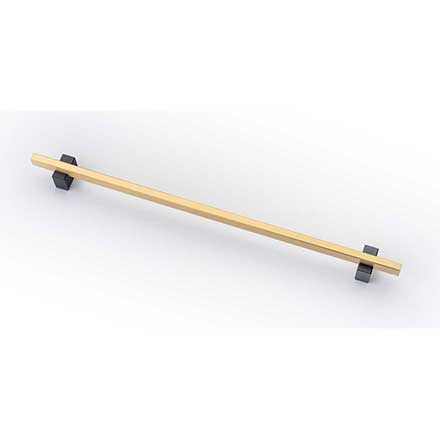 Lew's Hardware [31-514] Solid Brass Cabinet Pull Handle - Two-Tone Series - Oversized - Brushed Brass &amp; Matte Black Finish - 10" C/C - 12" L