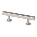 Lew&#39;s Hardware [11-102] Solid Brass Cabinet Pull Handle - Square Bar Series - Standard Size - Brushed Nickel Finish - 3&quot; C/C - 5&quot; L