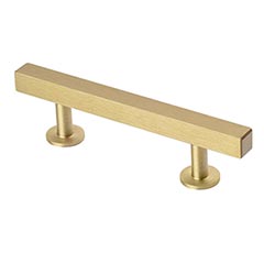 Lew&#39;s Hardware [31-102] Solid Brass Cabinet Pull Handle - Square Bar Series - Standard Size - Brushed Brass Finish - 3&quot; C/C - 5&quot; L