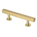 Lew's Hardware [31-102] Solid Brass Cabinet Pull Handle - Square Bar Series - Standard Size - Brushed Brass Finish - 3" C/C - 5" L