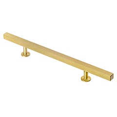 Lew&#39;s Hardware [31-104] Solid Brass Cabinet Pull Handle - Square Bar Series - Oversized - Brushed Brass Finish - 6&quot; C/C - 10 1/2&quot; L
