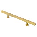 Lew&#39;s Hardware [31-104] Solid Brass Cabinet Pull Handle - Square Bar Series - Oversized - Brushed Brass Finish - 6&quot; C/C - 10 1/2&quot; L