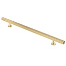 Lew's Hardware [31-108] Solid Brass Cabinet Pull Handle - Square Bar Series - Oversized - Brushed Brass Finish - 10" C/C - 14" L