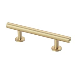Lew&#39;s Hardware [31-112] Solid Brass Cabinet Pull Handle - Round Bar Series - Standard Size - Brushed Brass Finish - 3&quot; C/C - 5&quot; L