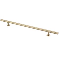 Lew&#39;s Hardware [31-117] Solid Brass Cabinet Pull Handle - Round Bar Series - Oversized - Brushed Brass Finish - 10&quot; C/C - 14&quot; L
