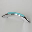 Lew&#39;s Hardware [88-510] Die Cast Zinc Cabinet Pull Handle - Retro Series - Standard Size - Robin&#39;s Egg Blue Insert - Polished Chrome Finish - 3&quot; C/C - 4 5/8&quot; L