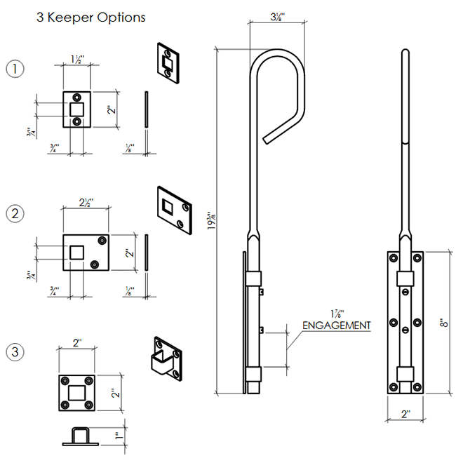 Lynn Cove Foundry [EH CB 01] Stainless Steel Door Cane Bolt