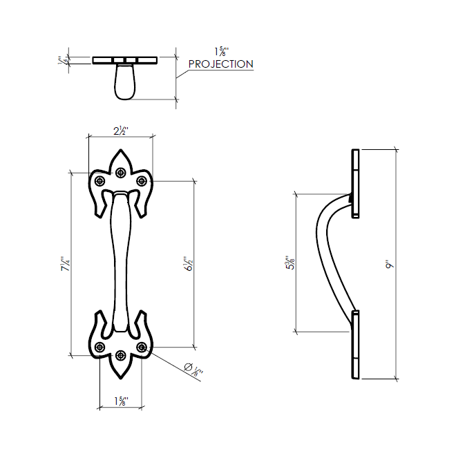 Lynn Cove Foundry AL 209-9 Cast Aluminum Door Pull Handle Lynn Cove Foundry AL 209-9 Cast Aluminum Door Pull Handle