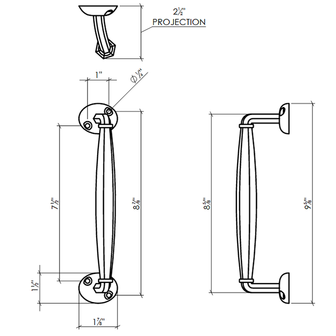 Lynn Cove Foundry AL OVL1 Door Pull Handle Lynn Cove Foundry AL OVL1 Door Pull Handle