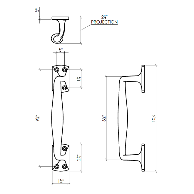 Lynn Cove Foundry AL SQH1 Cast Aluminum Door Pull Handle Lynn Cove Foundry AL SQH1 Cast Aluminum Door Pull Handle