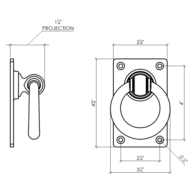 Lynn Cove Foundry [AL RH 155] Cast Aluminum Door Ring Pull