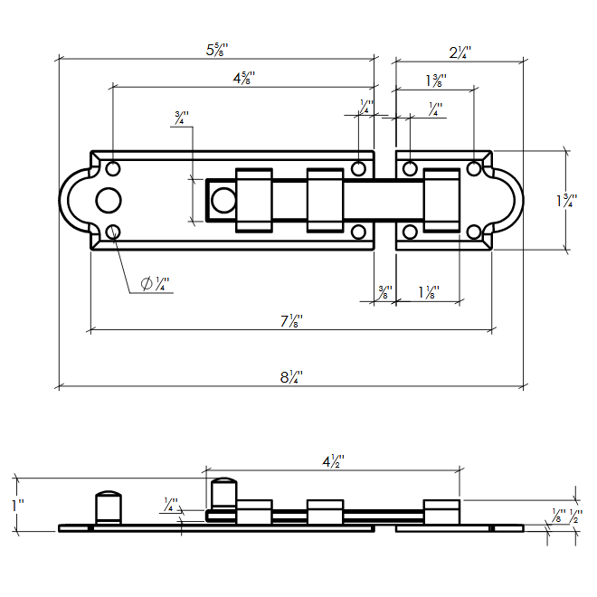 Lynn Cove Foundry [EH NY BCS] Stainless Steel Shutter Slide Bolt