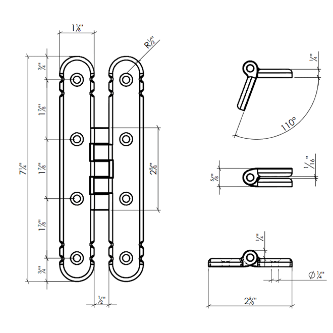 Lynn Cove Foundry [AL FHH] Cast Aluminum Bi-Folding Shutter Hinge