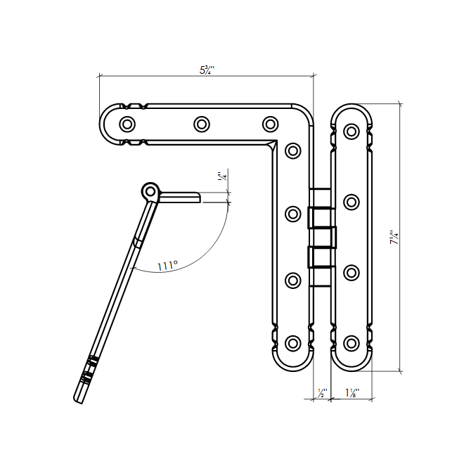 Lynn Cove Foundry [AL FHL] Cast Aluminum Bi-Folding Shutter Hinge