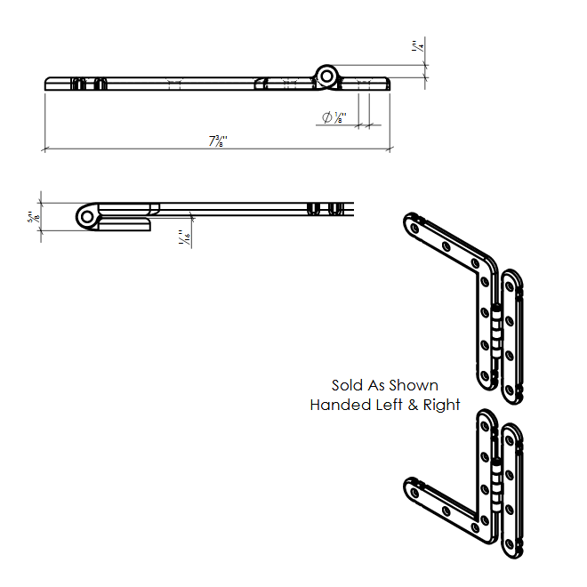 Lynn Cove Foundry [AL FHL] Cast Aluminum Bi-Folding Shutter Hinge