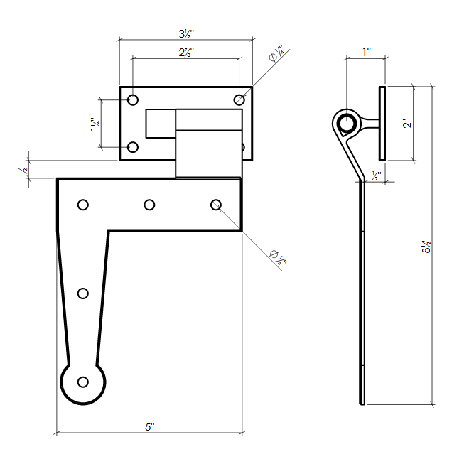 Lynn Cove Foundry [E-HNG-02] Galvanized Steel Bahama Shutter Hinge Set