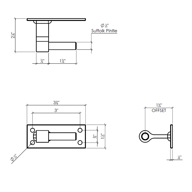 Lynn Cove Foundry [E-HNG-03] Stainless Steel Bahama Shutter Hinge Set