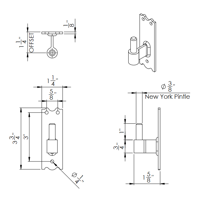 Lynn Cove Foundry [E-HNG-05] Galvanized Steel Bahama Shutter Hinge Set