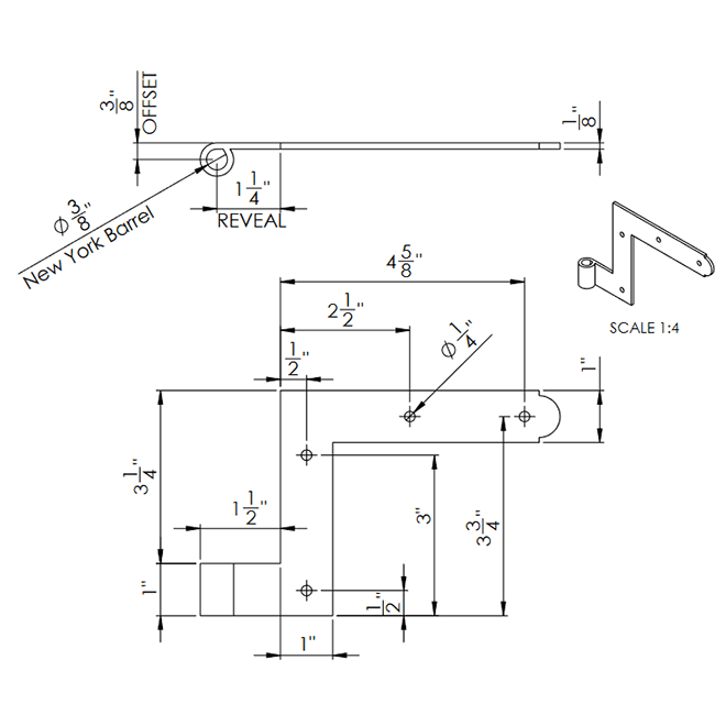 Lynn Cove Foundry [E-HNG-05] Galvanized Steel Bahama Shutter Hinge Set