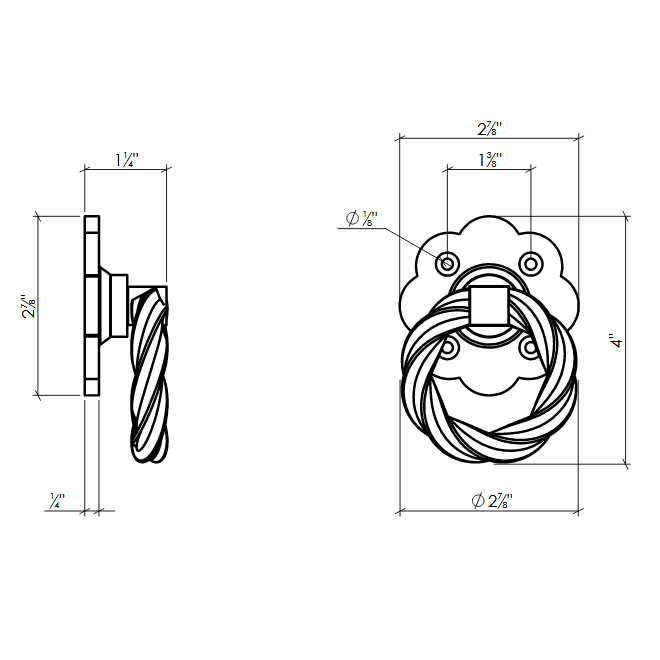 Lynn Cove Foundry [AL RH 266 S] Cast Aluminum Shutter Ring Pull