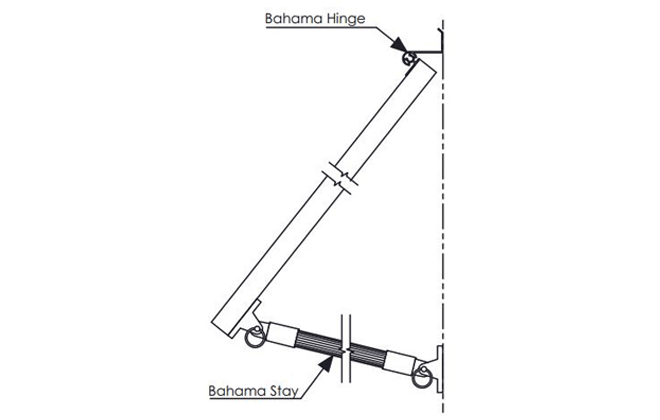 Lynn Cove Foundry Cast Aluminum Bahama Shutter Stay Typical Installation