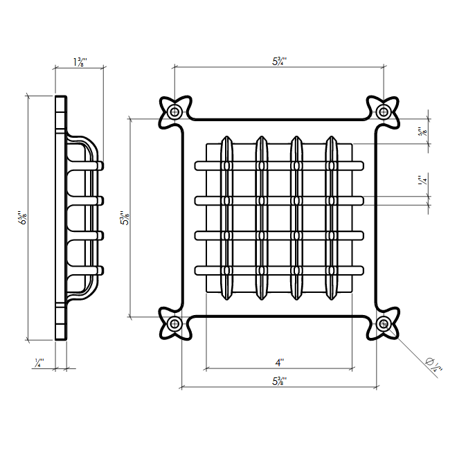 Lynn Cove Foundry [AL GRILL] Cast Aluminum Speakeasy Grille