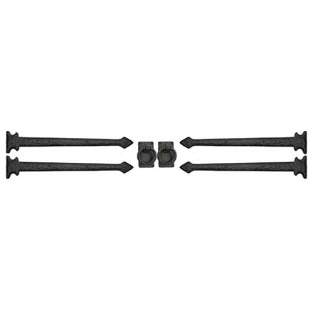 Lynn Cove Foundry [GSET300] Cast Aluminum Garage Door Decorative Hardware Kit - Colonial Style - Flat Black - 19&quot; L Straps