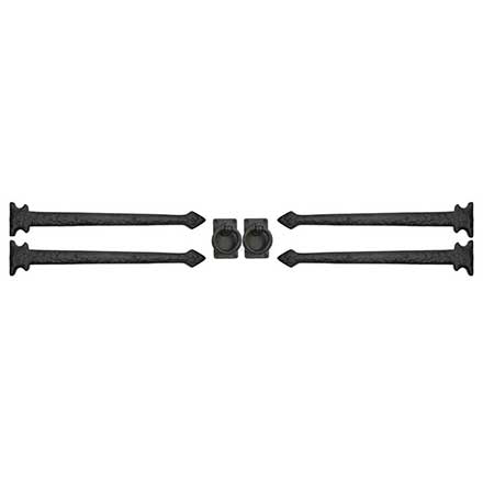 Lynn Cove Foundry [GSET300] Cast Aluminum Garage Door Decorative Hardware Kit - Colonial Style - Flat Black - 19&quot; L Straps