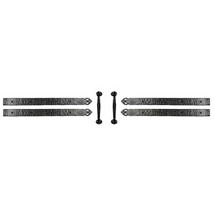 Lynn Cove Foundry [GSET600] Cast Aluminum Garage Door Decorative Hardware Kit - Old English Style - Flat Black - 26&quot; L Straps