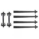 Lynn Cove Foundry Cast Aluminum Garage Door Decorative Hardware Kit - Fleur De Lys - Flat Black - 18" L Straps