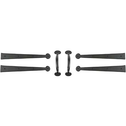 Lynn Cove Foundry [GSET100] Cast Aluminum Garage Door Decorative Hardware Kit - Suffolk Style - Flat Black - 18" L Straps