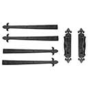 Lynn Cove Foundry [GSET400] Cast Aluminum Garage Door Decorative Hardware Kit - French Style - Flat Black - 18" L Straps