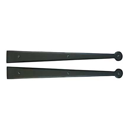 Lynn Cove Foundry [AL418F] Cast Aluminum Door Hinge Front Strap - Suffolk Style - Flat Black - 18" L - Pair