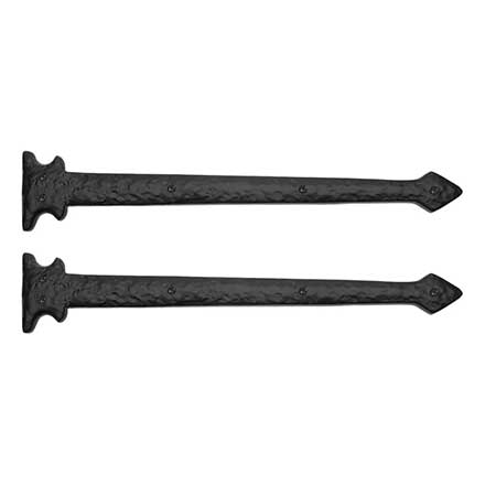 Lynn Cove Foundry [ALHF001] Cast Aluminum Door Hinge Front Strap - Colonial Style - Flat Black - 19&quot; L - Pair