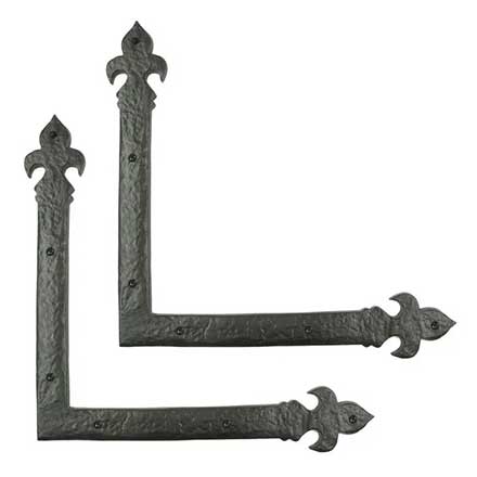 Lynn Cove Foundry [ALHF19912] Cast Aluminum Door Hinge Front Strap - L Strap - Large - Flat Black - 13&quot; L - Pair