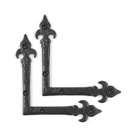 Lynn Cove Foundry [ALHF1994] Cast Aluminum Door Hinge Front Strap - L Strap - Small - Flat Black - 4&quot; L - Pair