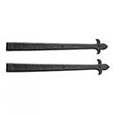 Lynn Cove Foundry [ALHFFL18] Cast Aluminum Door Hinge Front Strap - Fleur De Lys - Flat Black - 18" L - Pair