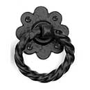 Lynn Cove Foundry [ALRH266] Cast Aluminum Door Ring Pull - Floral - Large - Flat Black - 4&quot; Dia.