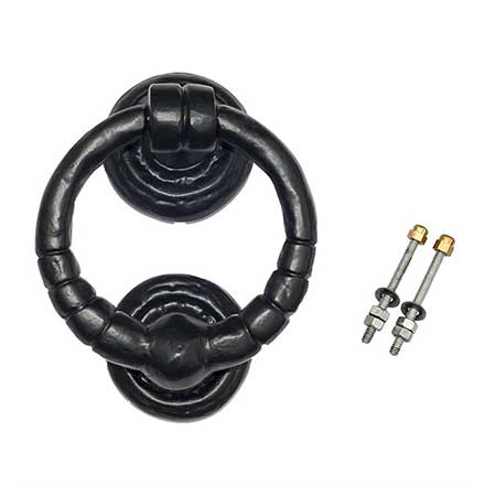 Lynn Cove Foundry [AL37220] Cast Aluminum Door Knocker - Ring - Flat Black Finish - 6 3/8&quot; L