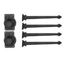 Lynn Cove Foundry [GSET300] Cast Aluminum Garage Door Decorative Hardware Kit - Colonial Style - Flat Black - 19&quot; L Straps