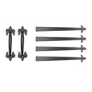 Lynn Cove Foundry Cast Aluminum Garage Door Decorative Hardware Kit - Fleur De Lys - Flat Black - 18" L Straps