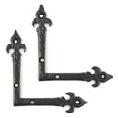 Lynn Cove Foundry [ALHF1994] Cast Aluminum Door Hinge Front Strap - L Strap - Small - Flat Black - 4" L - Pair