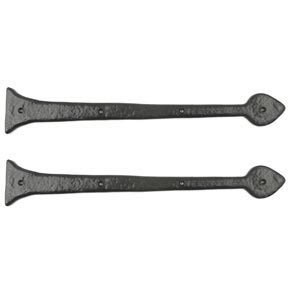 Lynn Cove Foundry [ALHF37015] Cast Aluminum Door Hinge Front Strap - Aspen Style - Flat Black - 37" L - Pair