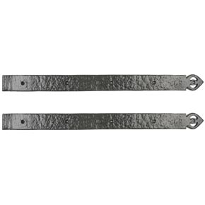 Lynn Cove Foundry [ALHF5000] Cast Aluminum Door Hinge Front Strap - Old English Style - Flat Black - 26" L - Pair