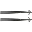 Lynn Cove Foundry [ALHFFL24] Cast Aluminum Door Hinge Front Strap - Fleur De Lys - Flat Black - 25" L - Pair