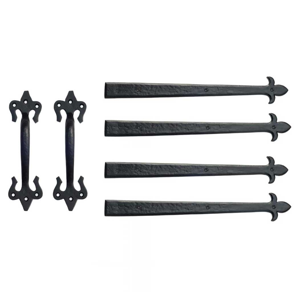 Lynn Cove Foundry Cast Aluminum Garage Door Decorative Hardware Kit - Fleur De Lys