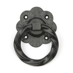 Lynn Cove Foundry [ALRH266S] Cast Aluminum Shutter Ring Pull - Floral - Flat Black - 3&quot; Dia.