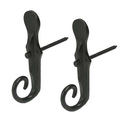 Lynn Cove Foundry [RT1P] Cast Aluminum Shutter Dog - Protruding Rat Tail Stay - Lag Mount - 8&quot; L - Flat Black - Pair