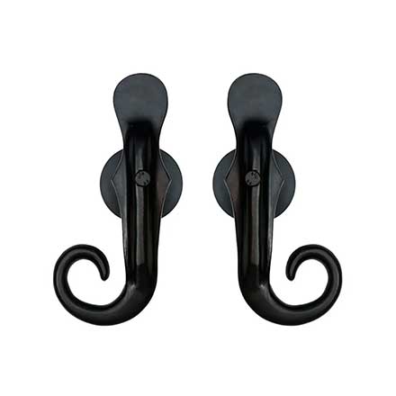 Lynn Cove Foundry [RT3F] Cast Aluminum Shutter Dog - Flat Rat Tail Stay - Plate Mount - 8 &quot; L - Flat Black - Pair